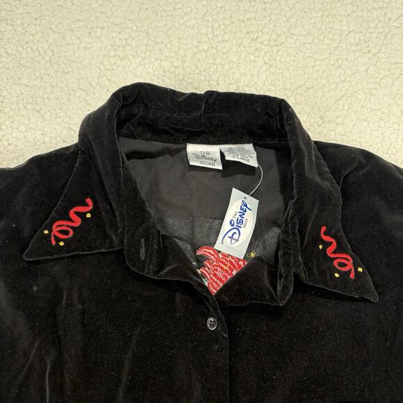 NWT VINTAGE 90s Disney Store Mickey &Friends New Years Embroidered Velvet Blouse - Picture 4 of 8